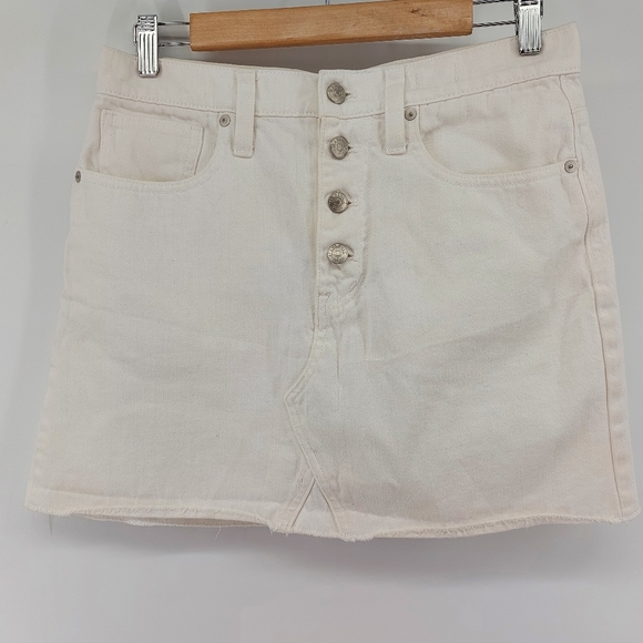 Madewell Rigid Denim A-Line Mini Skirt in Tile White: Button-Front Edition - Picture 4 of 11